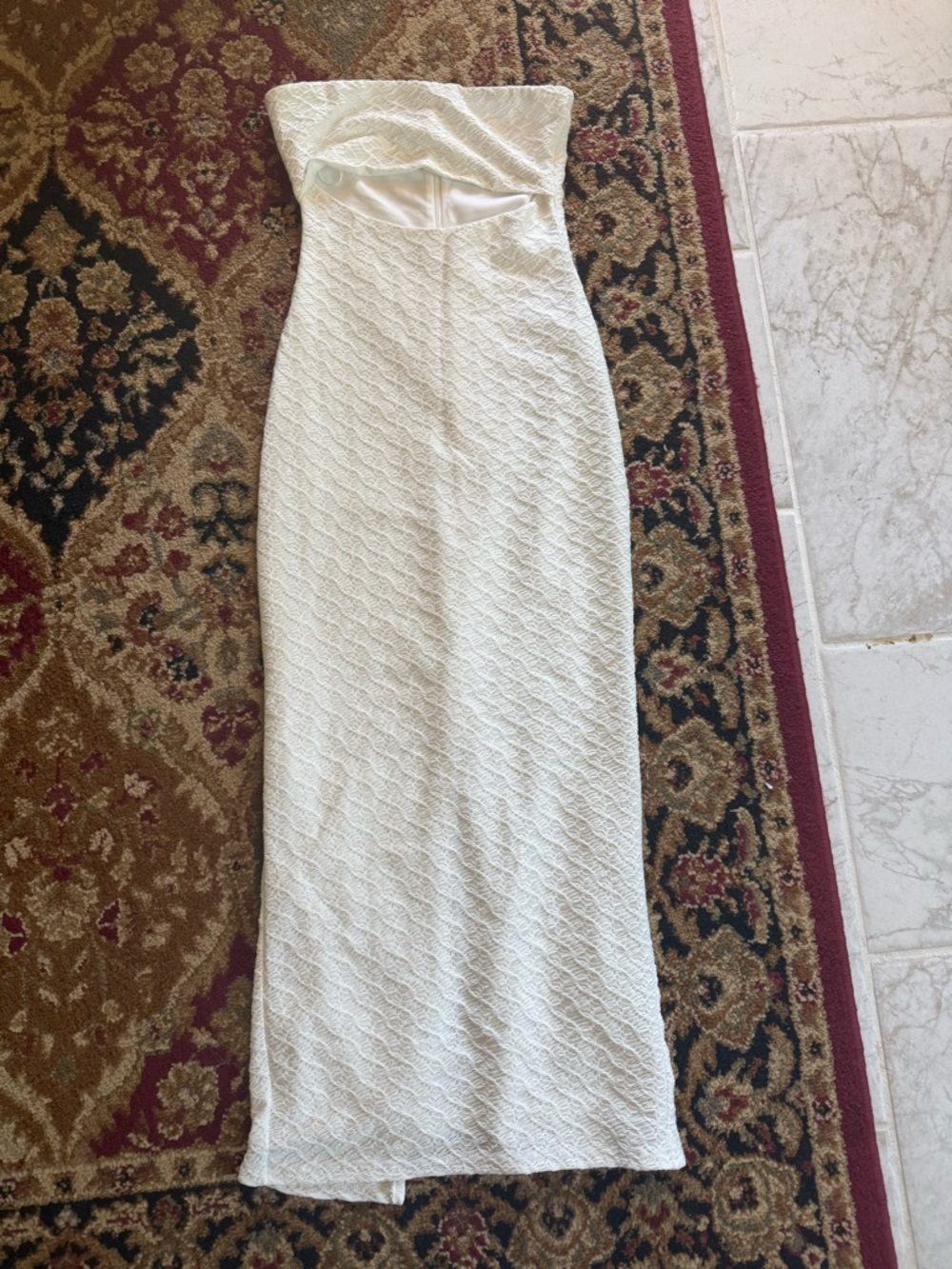 Grey Bandit Strapless White Textured Maxi Dress